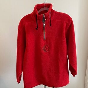 NWT Unisex Fleece Long Sleeve Top w/Half Zipper in Red_S